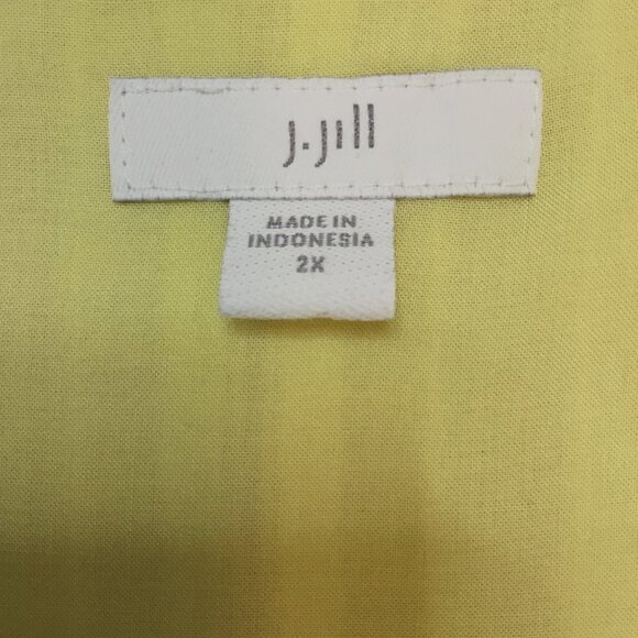 J. Jill 2X Yellow Pineapple Jacquard Tiered Maxi Dress Cottagecore Boho Lounge - Picture 3 of 8